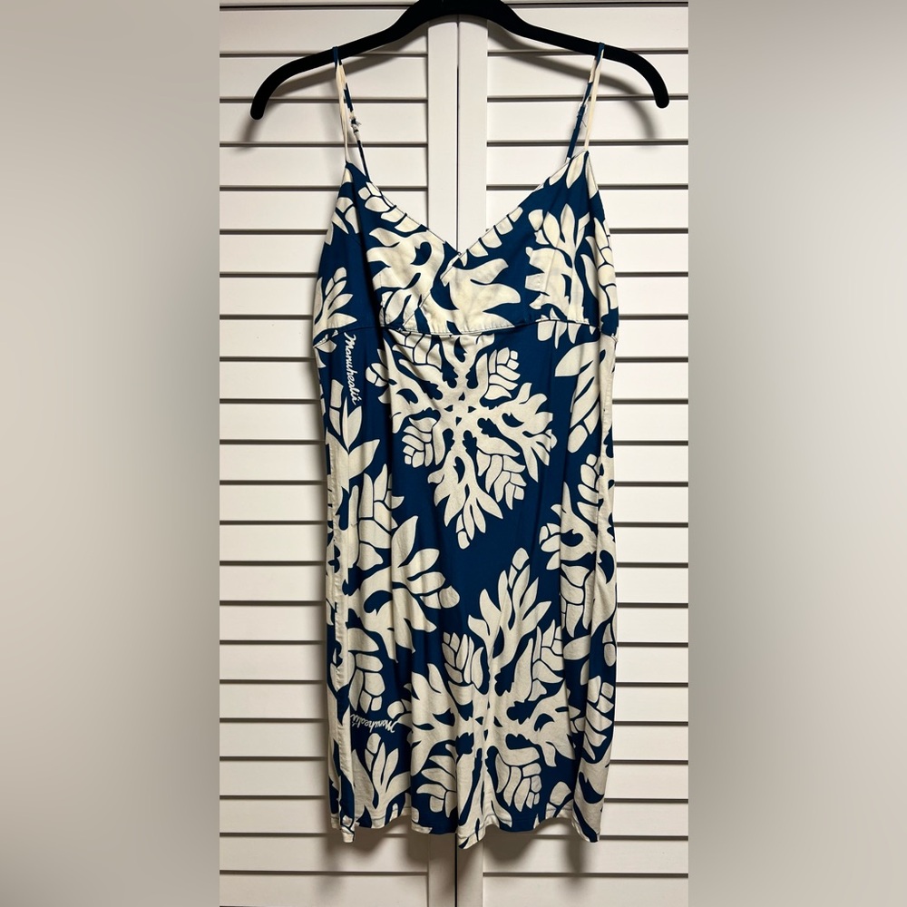 Manuhealii White and Blue Mini Dress